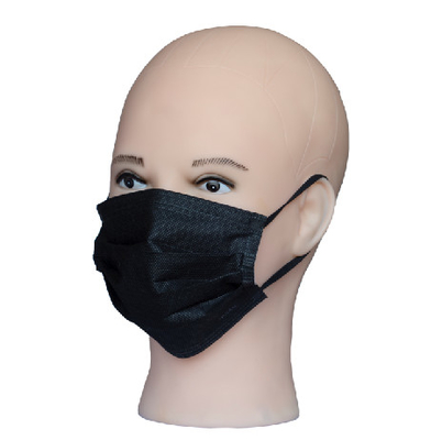 Niet Geweven Beschikbaar Gezichtsmasker 3 Vouw25gr Zwarte Kleur met Oorlijnen