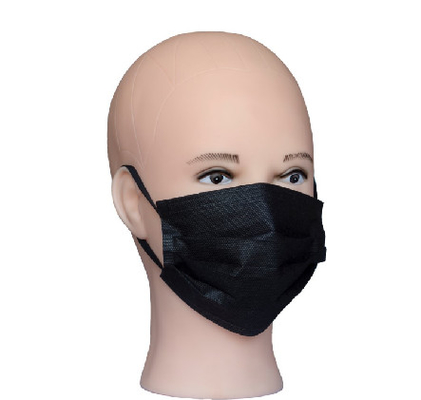 Niet Geweven Beschikbaar Gezichtsmasker 3 Vouw25gr Zwarte Kleur met Oorlijnen